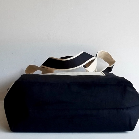 💚💚 NWT - PIRETTE Sturdy Canvas Tote Bag 
Black & Cream - Picture 7 of 7